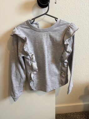 Splendid Gray Ruffle Long Sleeve Top